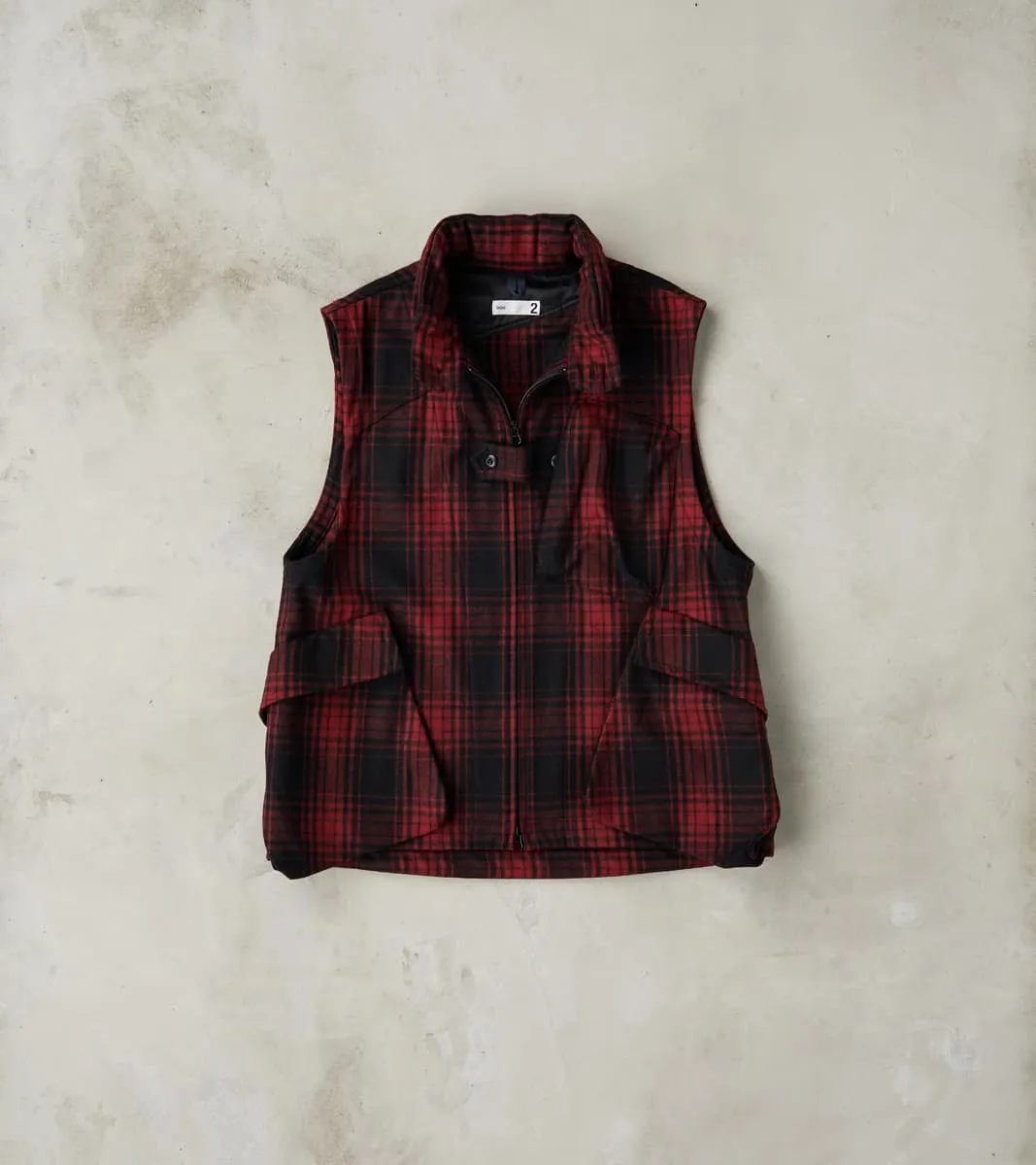 Messenger Vest - Buffalo Plaid Wool - Red sold by Division Road