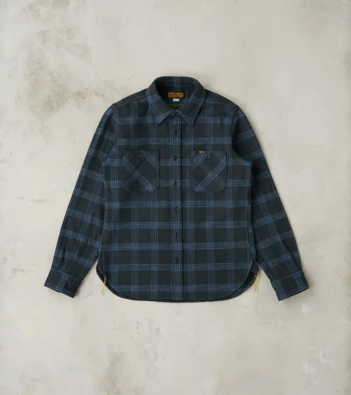 408-BLK - Work Shirt - 12oz Slubby Heavy Flannel Black Check sold by Division Road