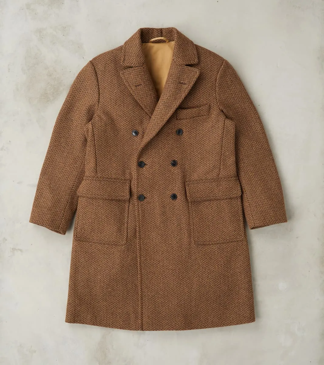 Serwilliam Coat - Brown Wool Herringbone Twill sold by Division Road