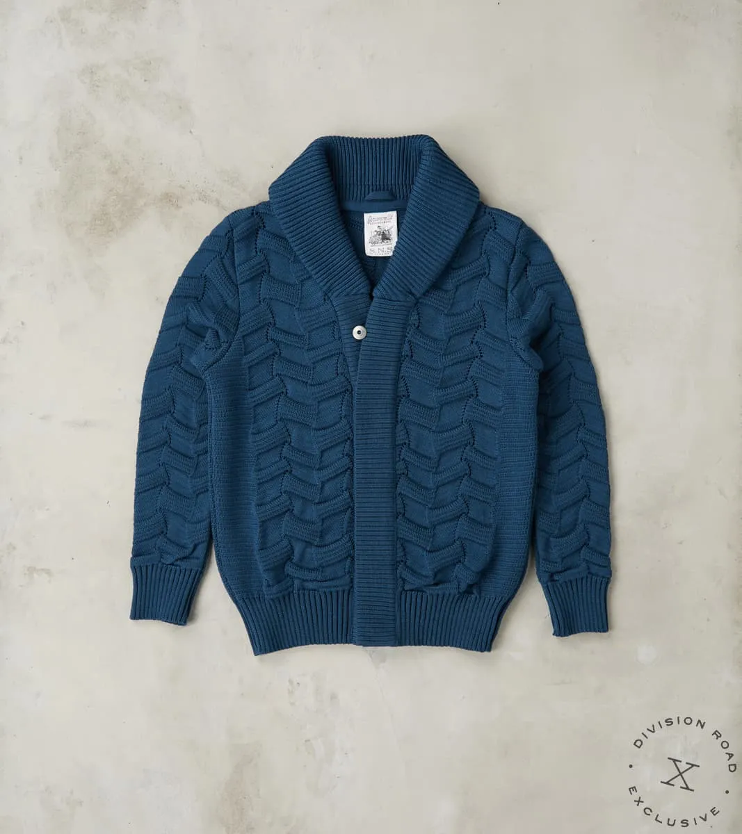 Epigon-III Cardigan - Tidal Blue sold by Division Road