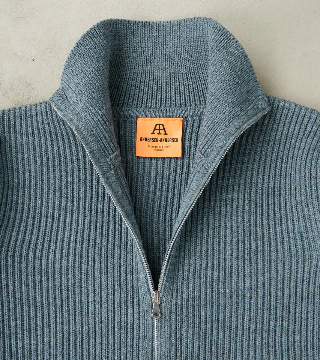Navy Full Zip Sweater - Light Indigo sold by Division Road product image thumbnail 3