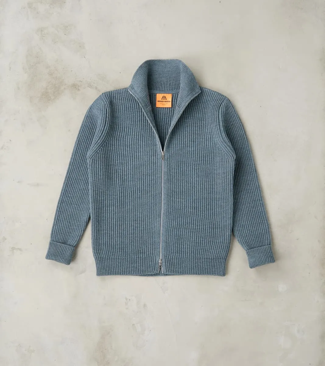 Navy Full Zip Sweater - Light Indigo sold by Division Road