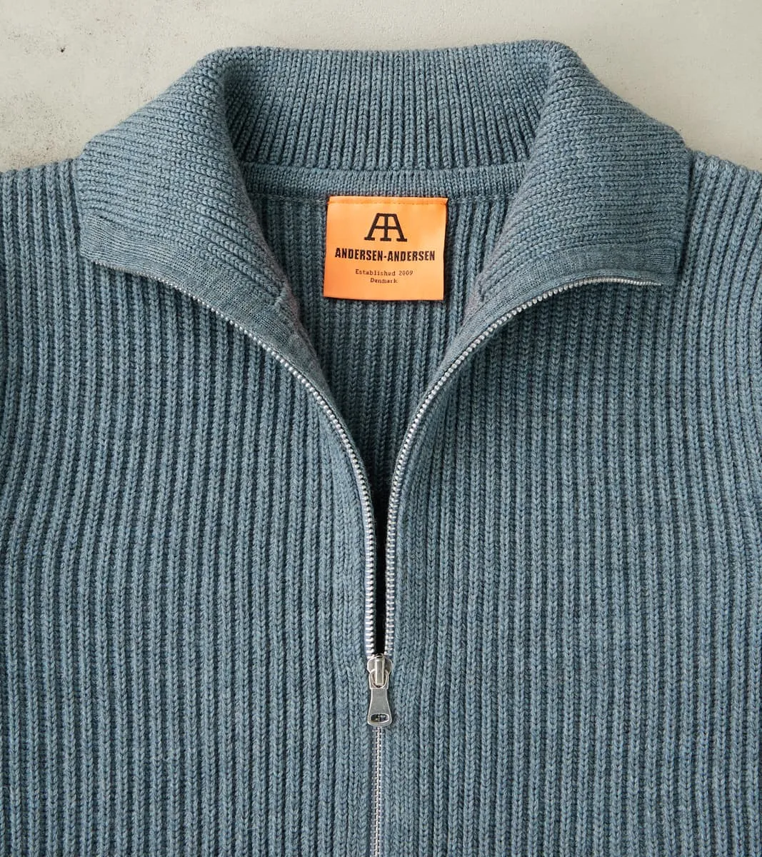 Navy Full Zip Sweater - Light Indigo sold by Division Road product image thumbnail 4