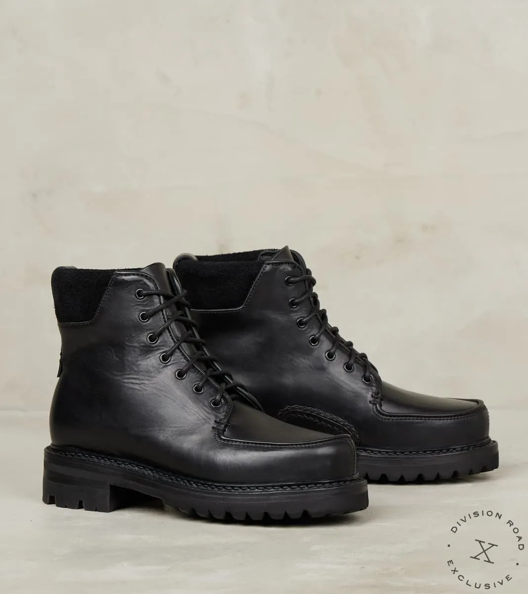 Military Moc High - Vibram ASP Gumlite - Nero Vachetta 800 Calf sold by Division Road