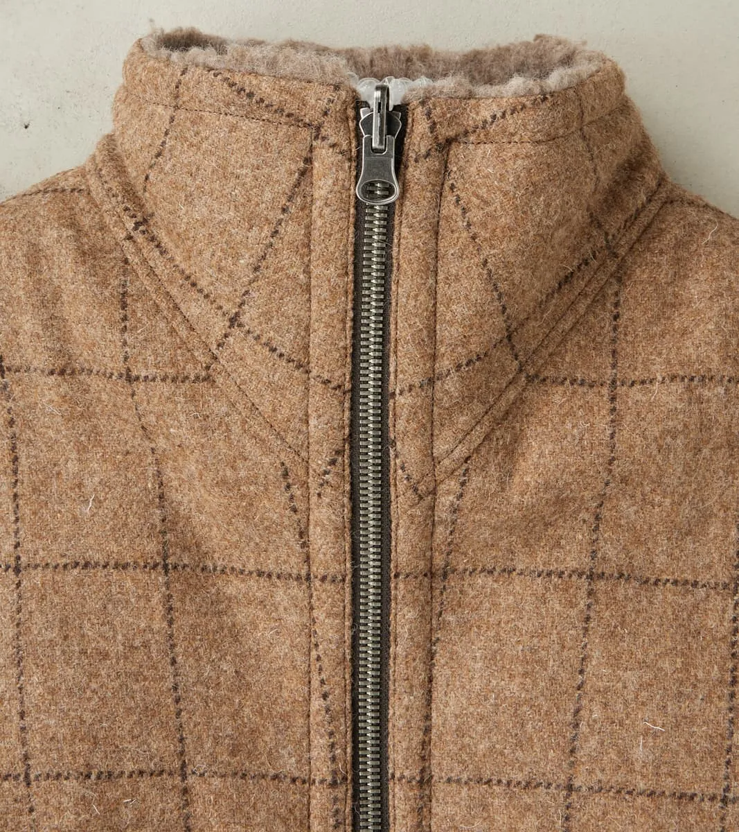 English Army Jerkin Vest - Marling & Evans® Natural Undyed Windowpane & Natural Fleece sold by Division Road product image thumbnail 4