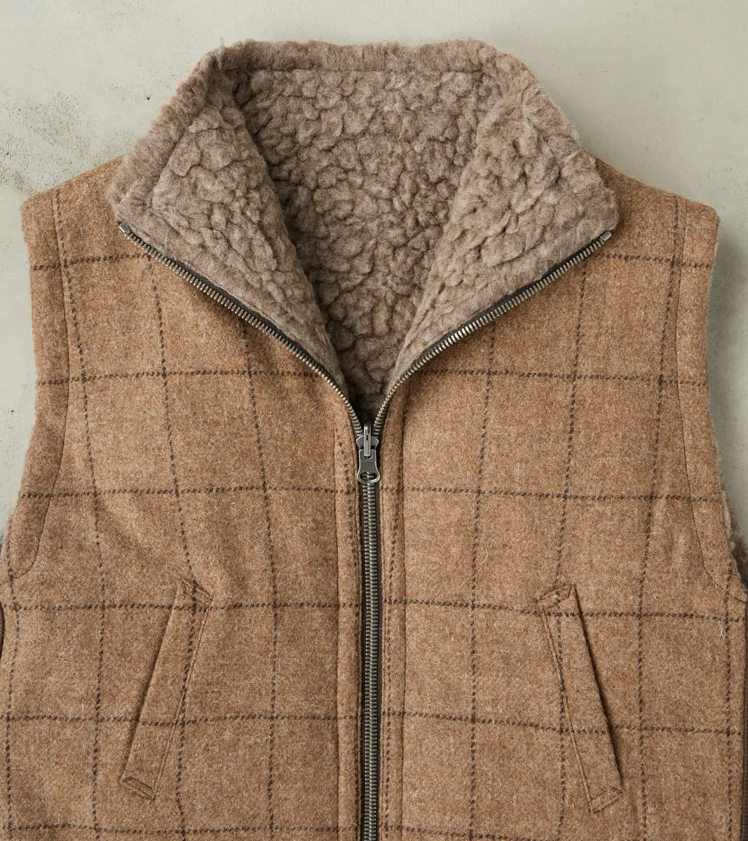 English Army Jerkin Vest - Marling & Evans® Natural Undyed Windowpane & Natural Fleece sold by Division Road product image thumbnail 5