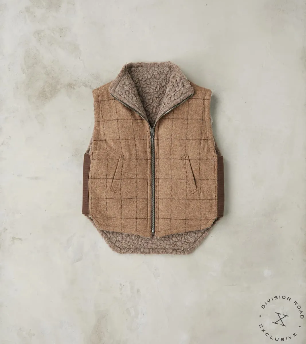 English Army Jerkin Vest - Marling & Evans® Natural Undyed Windowpane & Natural Fleece sold by Division Road
