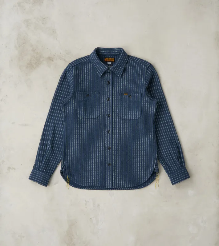 402-NAV - Work Shirt - 12oz Ultra Heavy Flannel Navy Chalk Stripe sold by Division Road