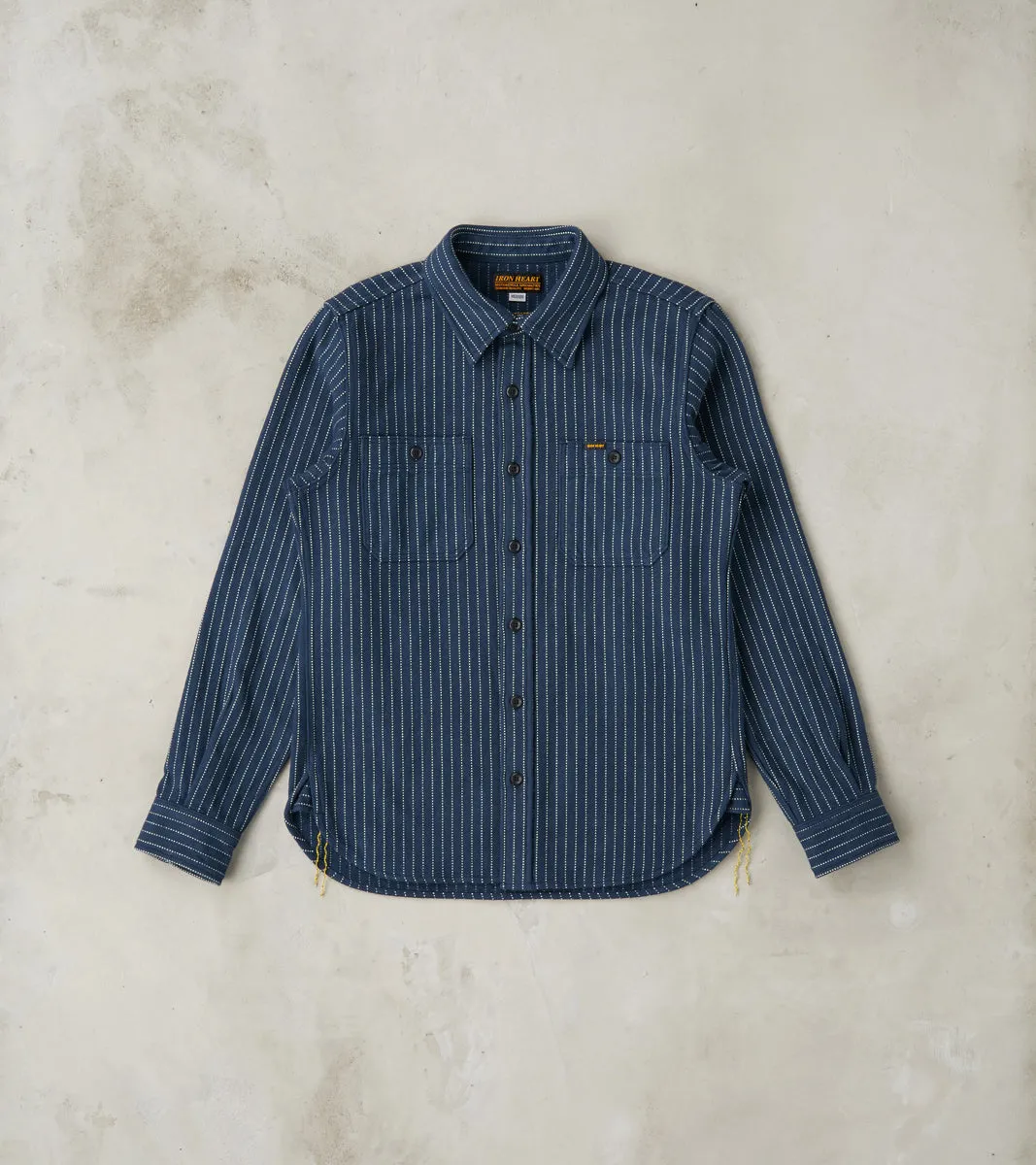 402-NAV - Work Shirt - 12oz Ultra Heavy Flannel Navy Chalk Stripe sold by Division Road