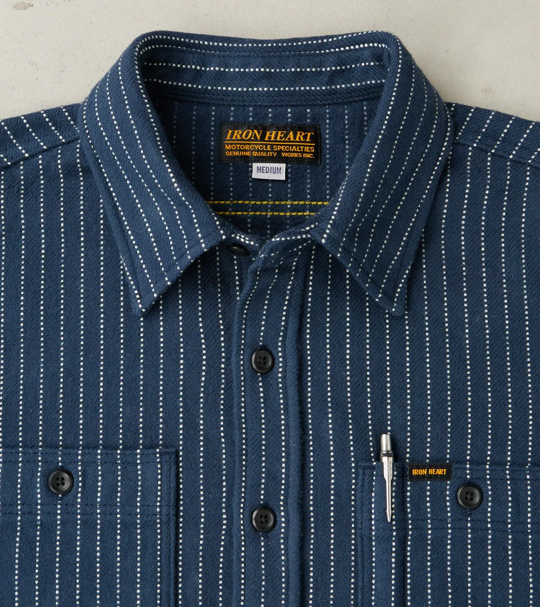 402-NAV - Work Shirt - 12oz Ultra Heavy Flannel Navy Chalk Stripe sold by Division Road product image thumbnail 3