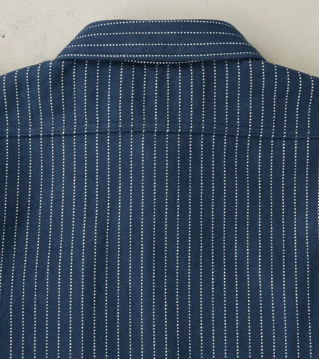 402-NAV - Work Shirt - 12oz Ultra Heavy Flannel Navy Chalk Stripe sold by Division Road product image thumbnail 4