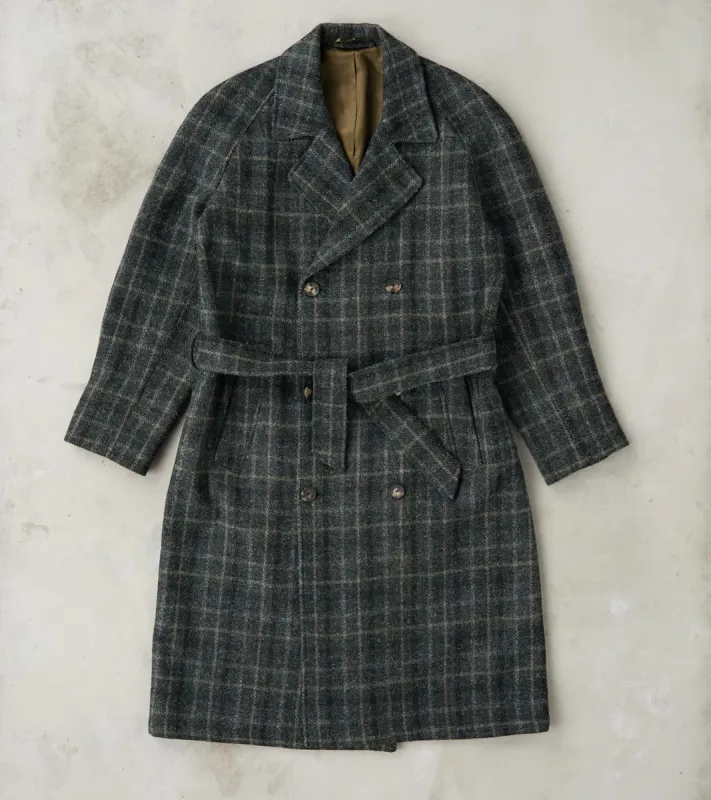 Harris Tweed Grandad Trench Coat - Grey Windowpane Check sold by Division Road