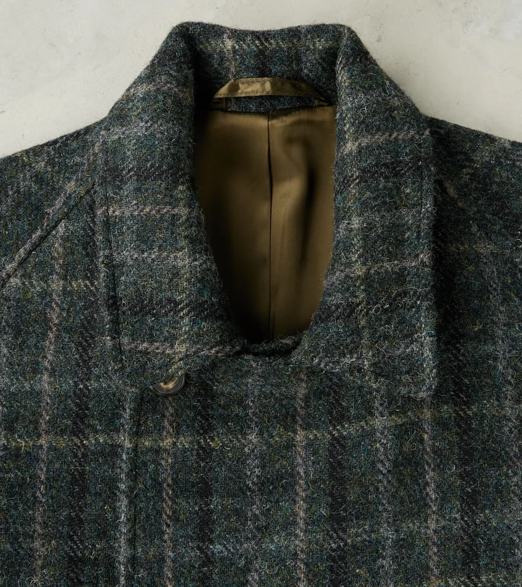 Harris Tweed Grandad Trench Coat - Grey Windowpane Check sold by Division Road product image thumbnail 5
