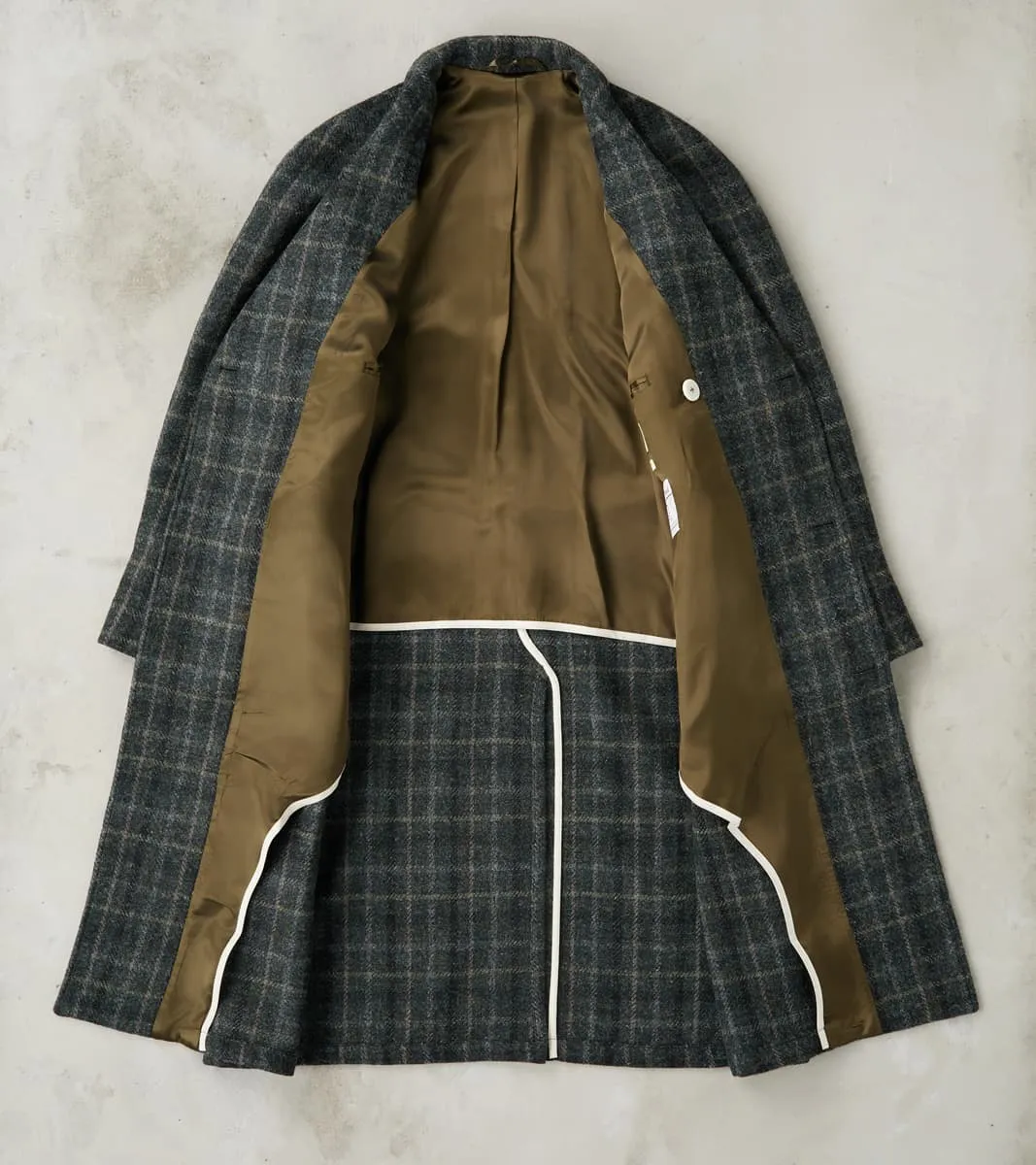 Harris Tweed Grandad Trench Coat - Grey Windowpane Check sold by Division Road product image thumbnail 3