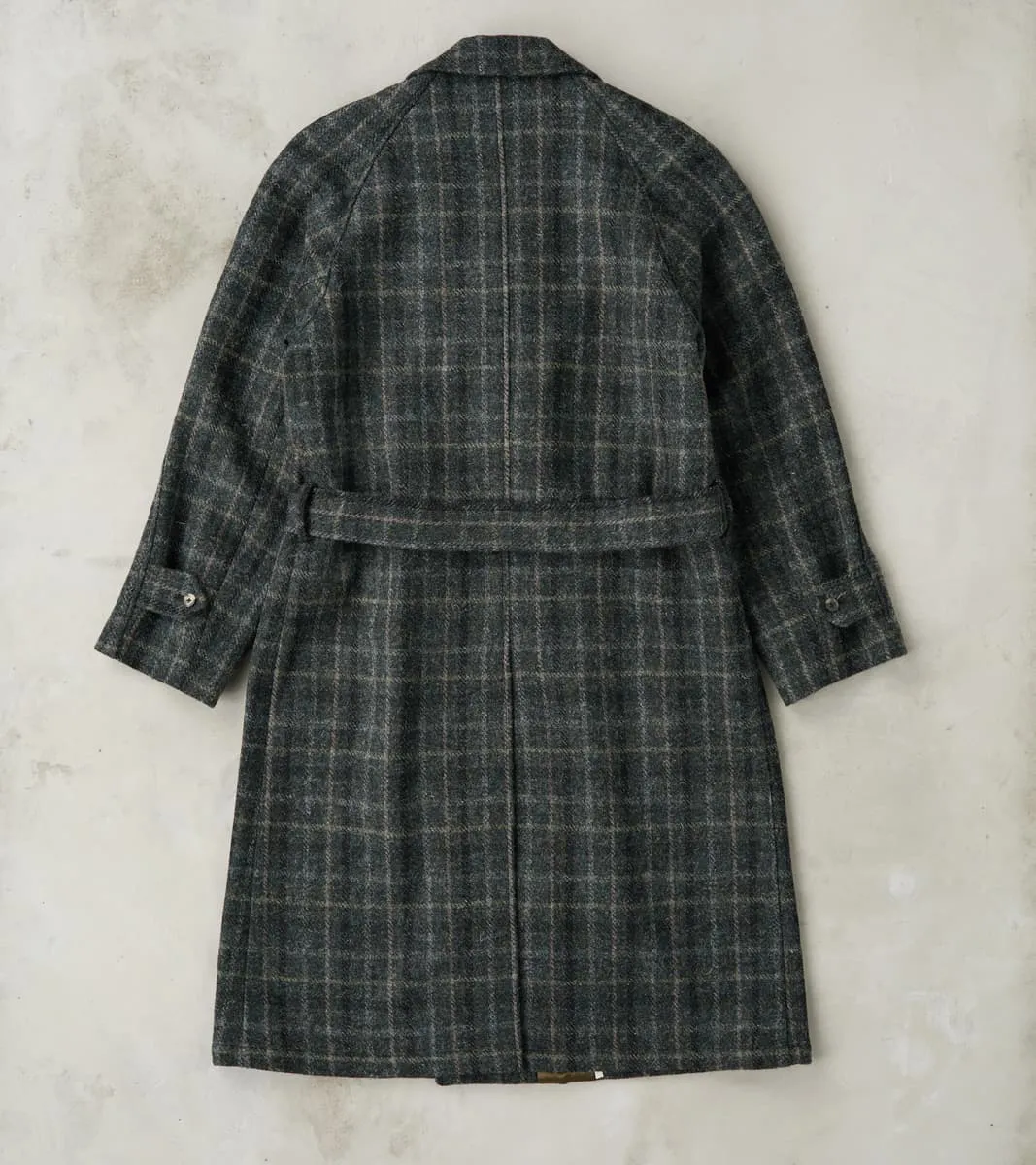 Harris Tweed Grandad Trench Coat - Grey Windowpane Check sold by Division Road product image thumbnail 2