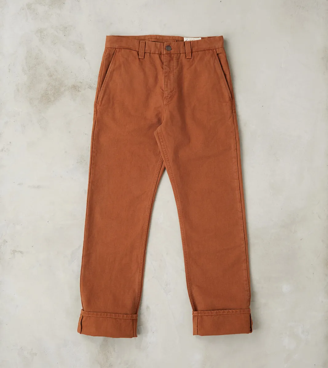 Deck Pant - 14oz Japanese Military Slub Canvas - Rust sold by Division Road