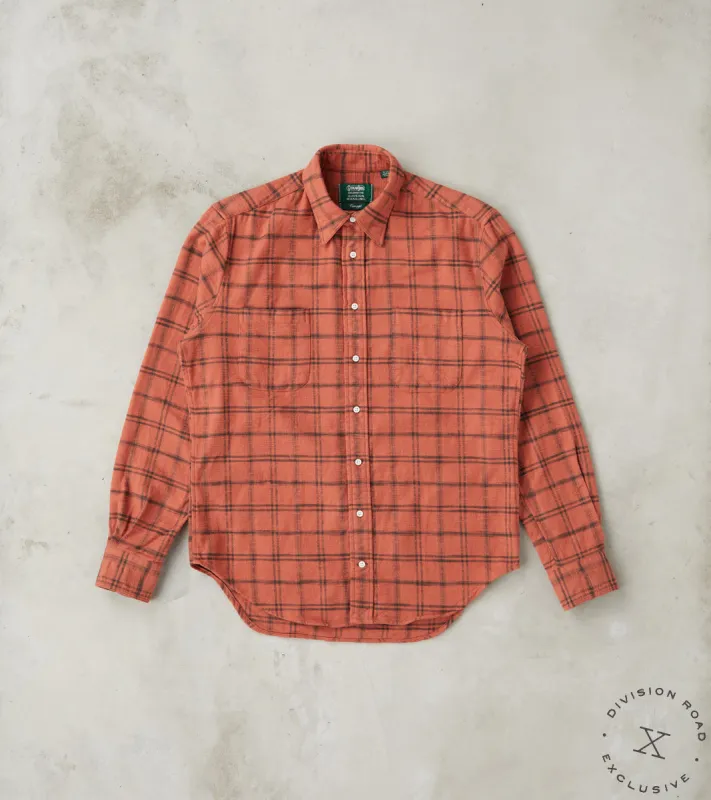 Japanese Slubbed Twill Check Camper - Rust sold by Division Road
