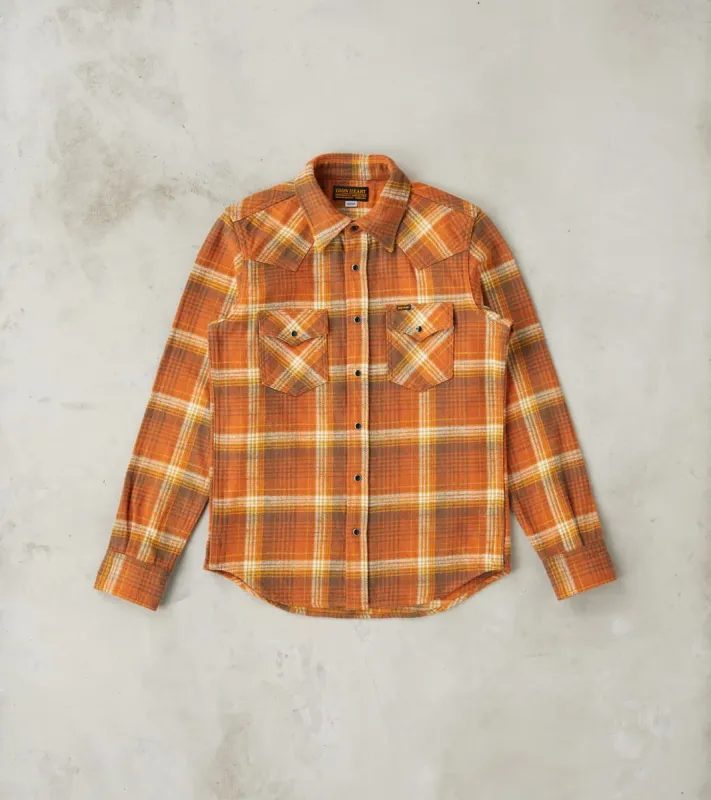 399-ORA - Western - 12oz Slubby Heavy Flannel Orange Check sold by Division Road