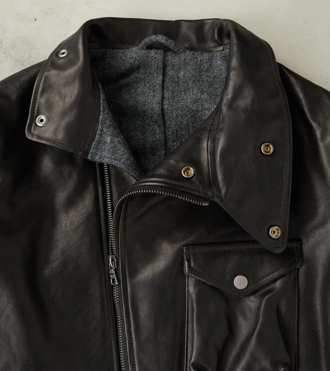 English Air Force Sidcot Jacket - Black Washed Vegetable Tanned Horsehide sold by Division Road product image thumbnail 4
