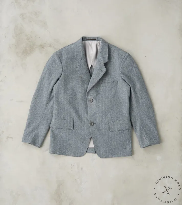 American Sack Jacket - Fox Brothers® Grey Chalk Stripe Herringbone Worsted Flannel sold by Division Road