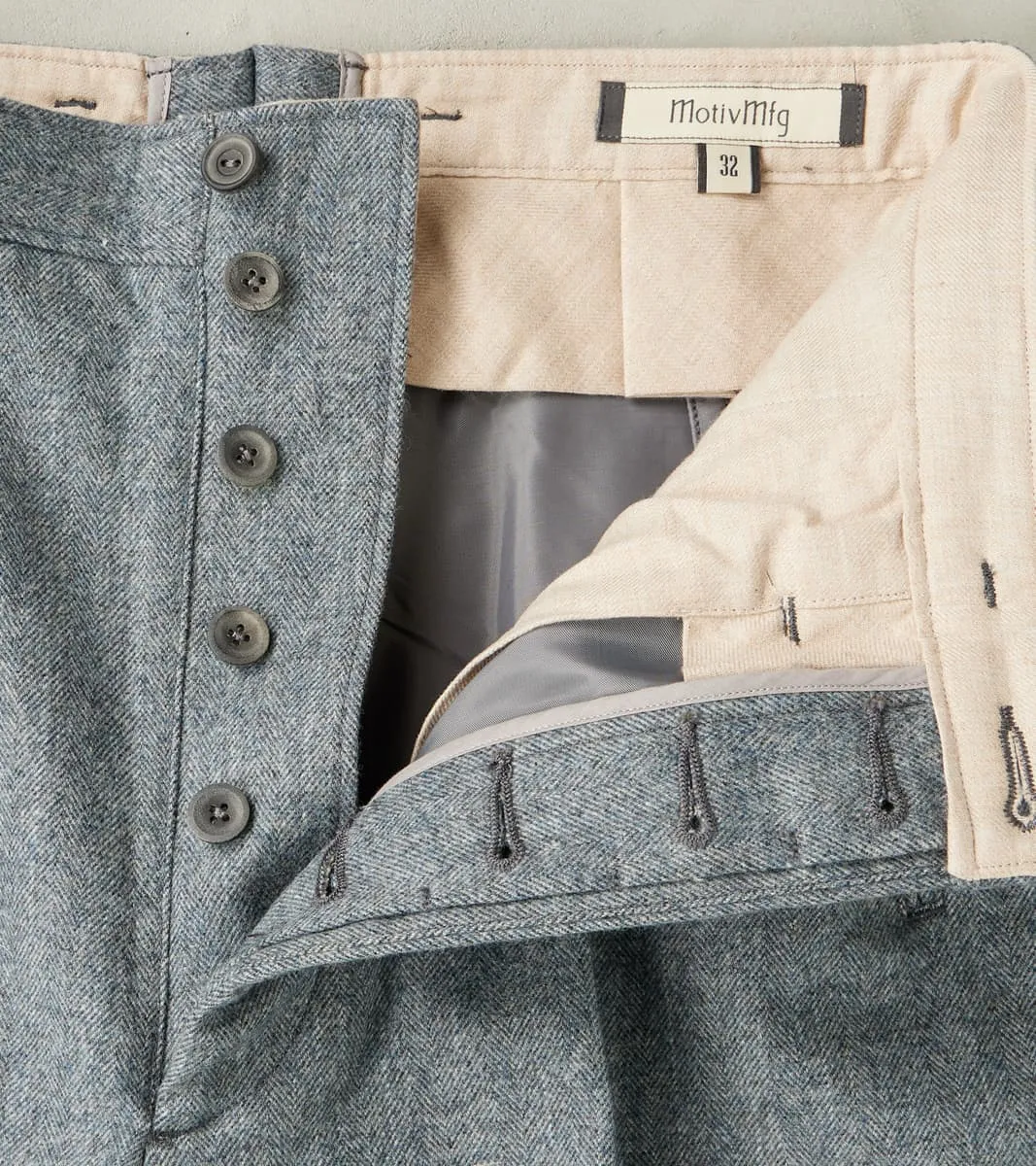 American Dress Trousers - Fox Brothers® Grey Chalk Stripe Herringbone Worsted Flannel sold by Division Road product image thumbnail 4