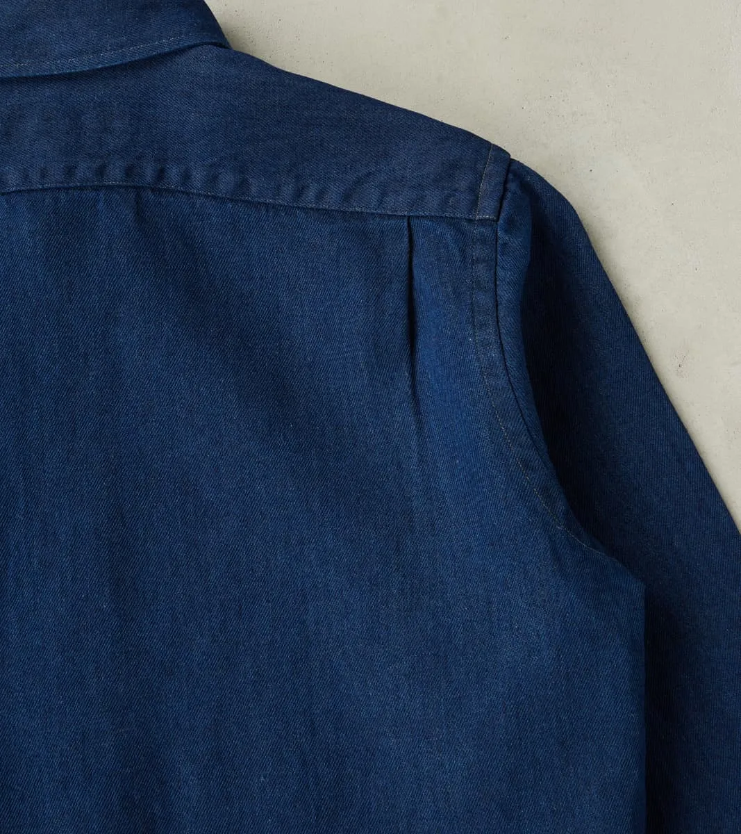 American Camp Shirt - Natural Indigo Linen Cotton Selvedge Denim sold by Division Road product image thumbnail 4