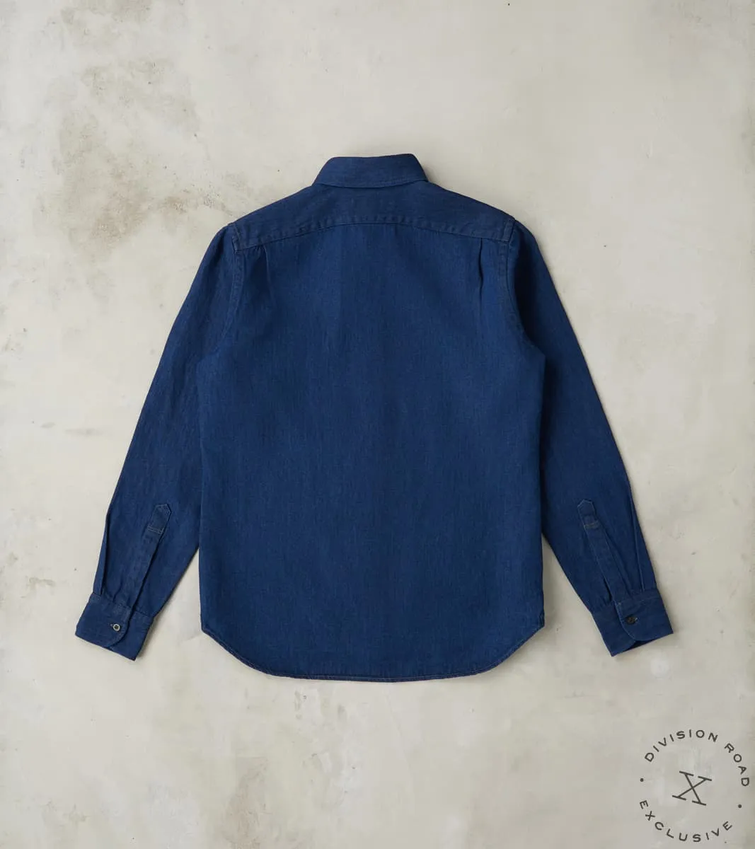 American Camp Shirt - Natural Indigo Linen Cotton Selvedge Denim sold by Division Road product image thumbnail 2