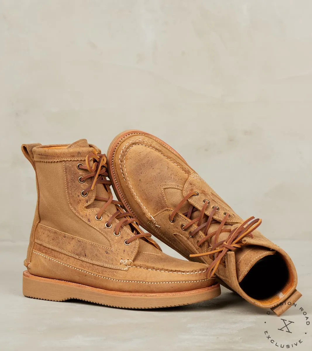 Rangeley Boot DB - Vibram 2060 - CFS Brandy Waxed Kudu & Field Tan Waxed Canvas sold by Division Road product image thumbnail 3