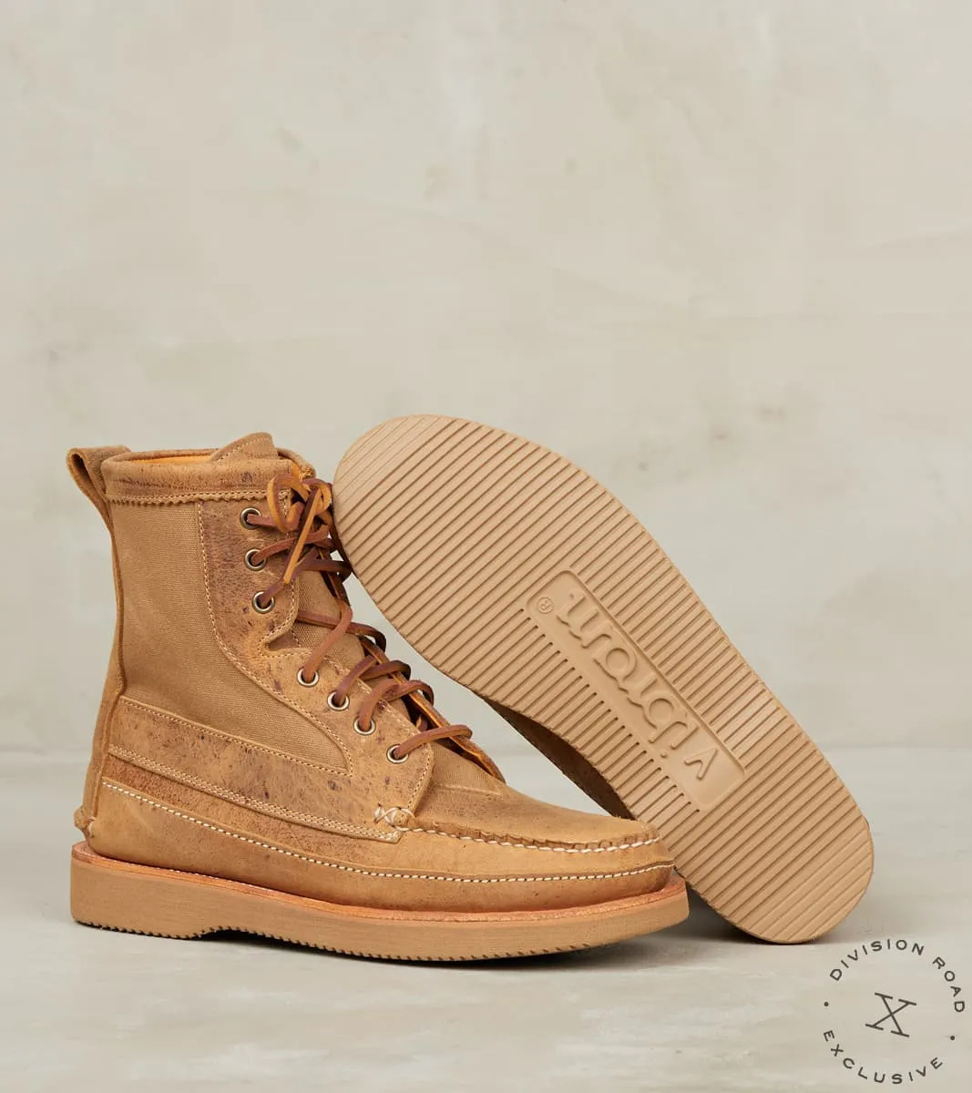 Rangeley Boot DB - Vibram 2060 - CFS Brandy Waxed Kudu & Field Tan Waxed Canvas sold by Division Road product image thumbnail 2