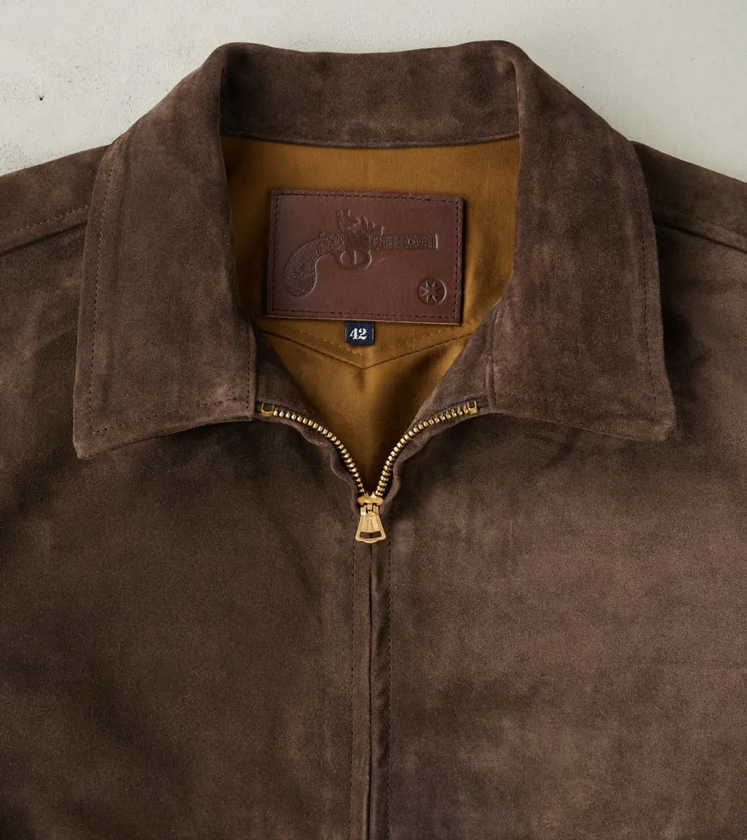 Alcorn Leather Jacket - Italian Calf Suede - Chocolate sold by Division Road product image thumbnail 4