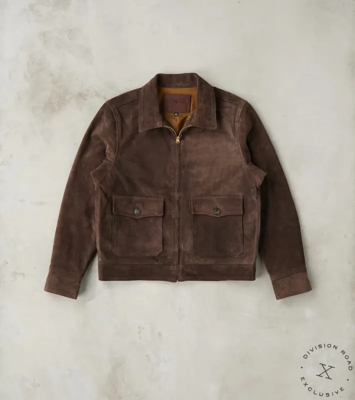 Alcorn Leather Jacket - Italian Calf Suede - Chocolate sold by Division Road
