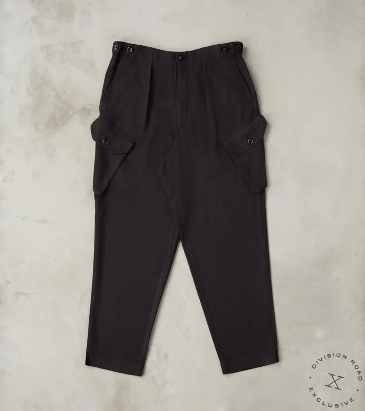 Swiss Army Cargo Trousers - Aubergine Tussah Silk Herringbone sold by Division Road