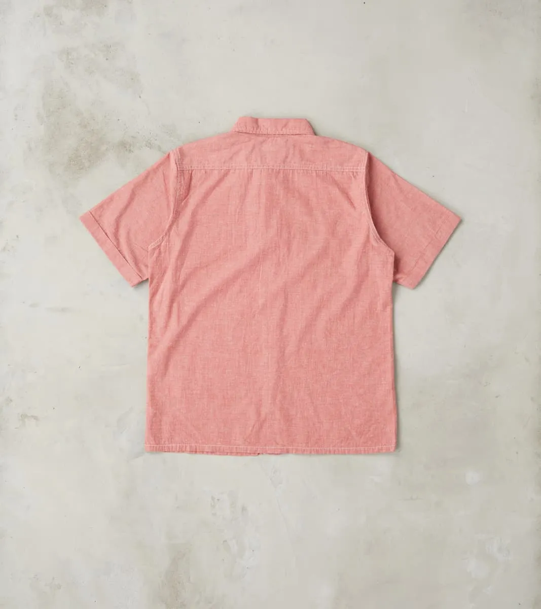 388-RED - Short Sleeved Summer Shirt - 4oz Japanese Selvedge Blend Red sold by Division Road product image thumbnail 2