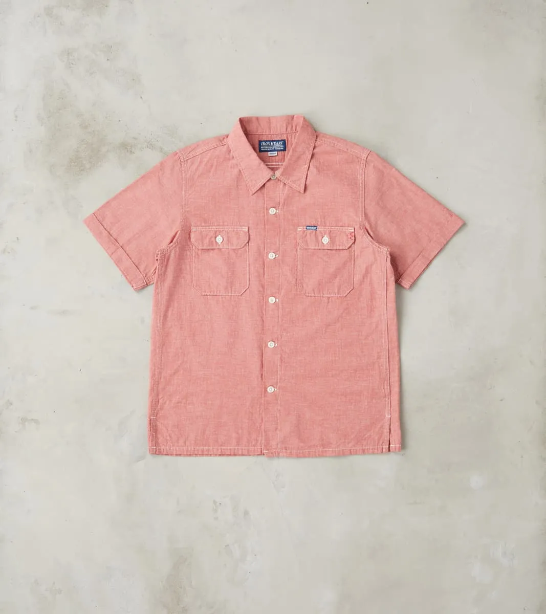 388-RED - Short Sleeved Summer Shirt - 4oz Japanese Selvedge Blend Red sold by Division Road
