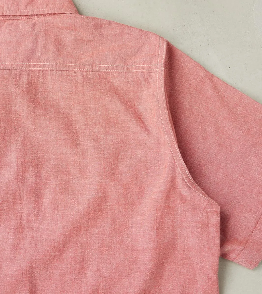 388-RED - Short Sleeved Summer Shirt - 4oz Japanese Selvedge Blend Red sold by Division Road product image thumbnail 4