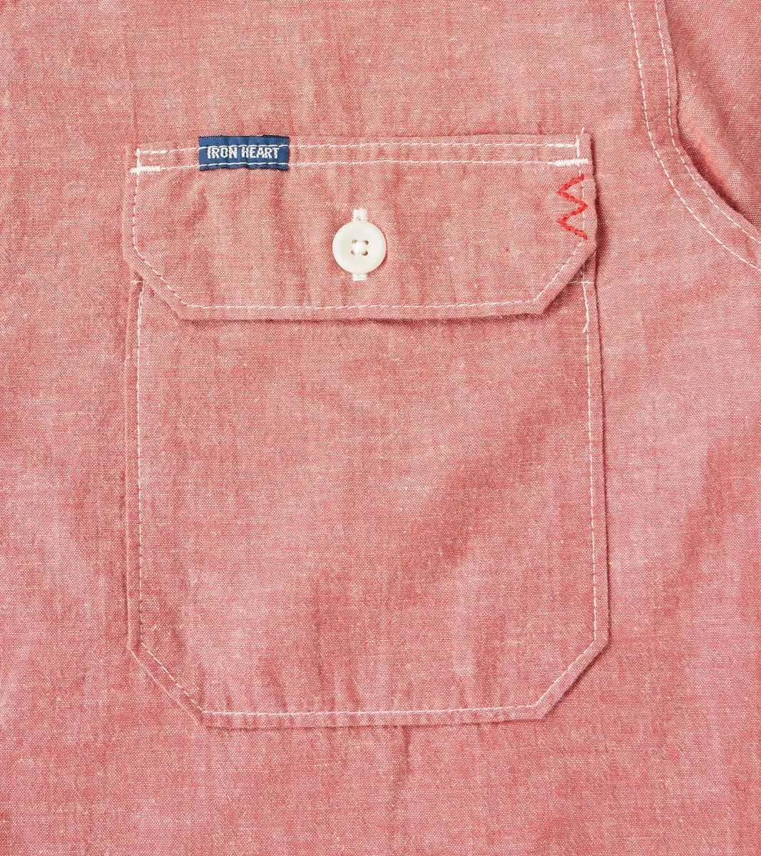 388-RED - Short Sleeved Summer Shirt - 4oz Japanese Selvedge Blend Red sold by Division Road product image thumbnail 5