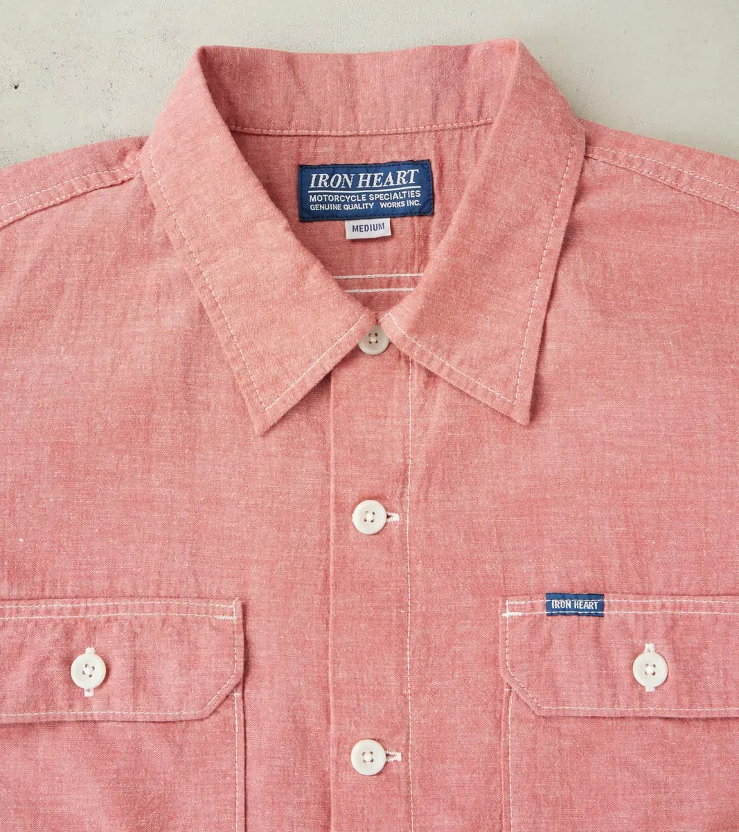 388-RED - Short Sleeved Summer Shirt - 4oz Japanese Selvedge Blend Red sold by Division Road product image thumbnail 3