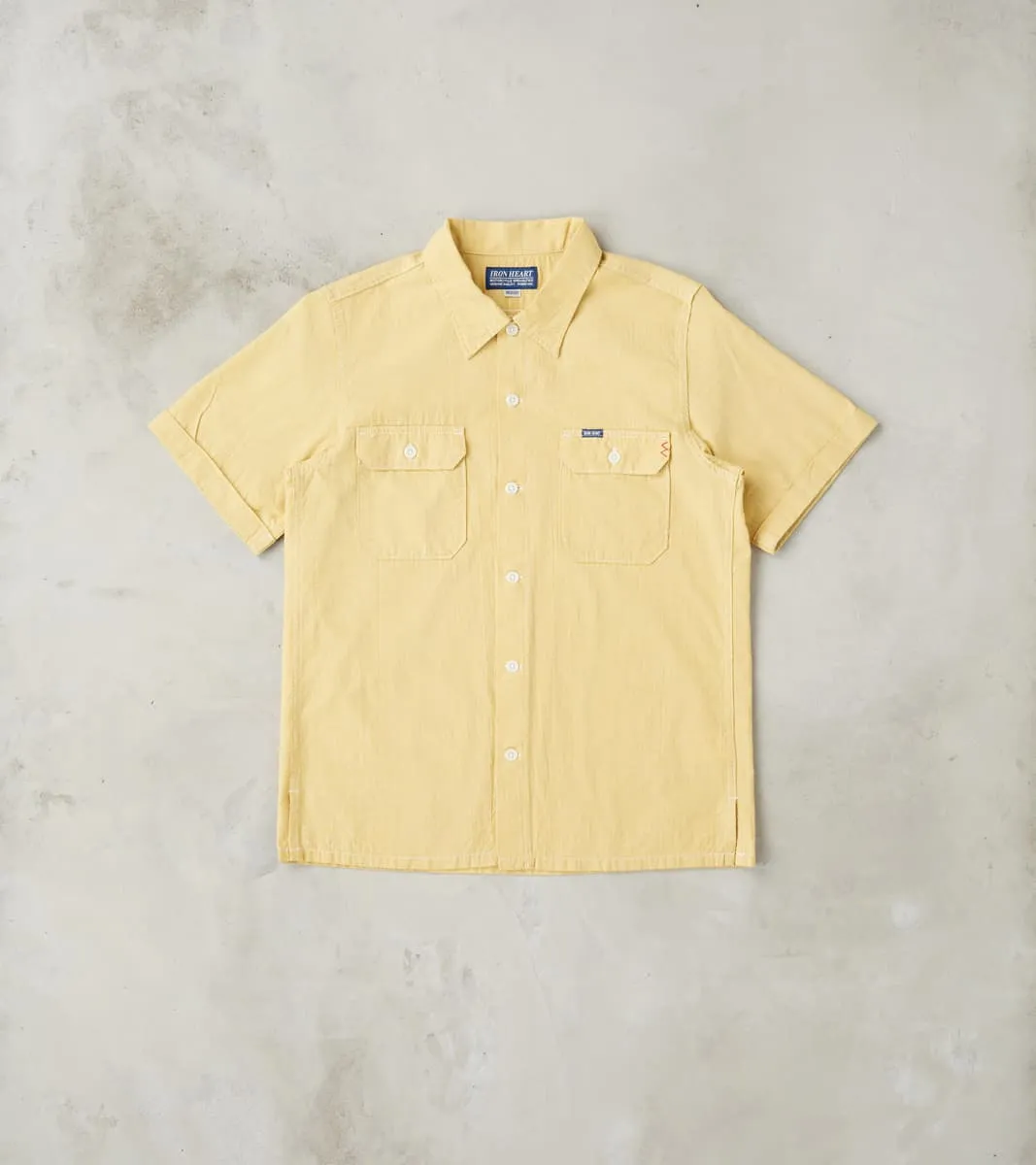 388-YEL - Short Sleeved Summer Shirt - 4oz Japanese Selvedge Blend Yellow sold by Division Road