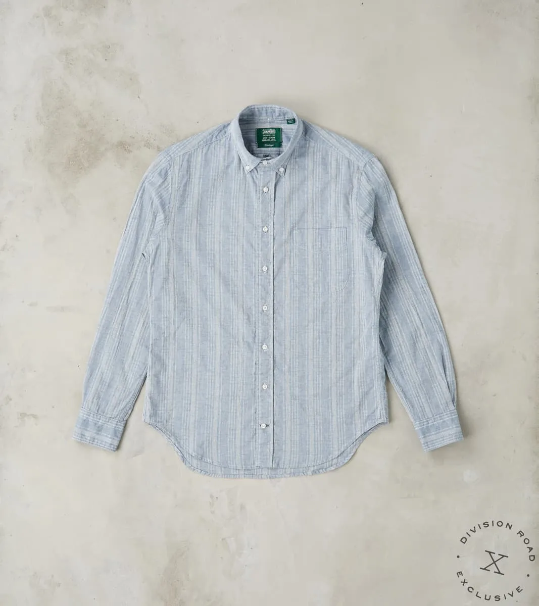 Japanese Cotton/Linen Dobby Stripe - Blue sold by Division Road