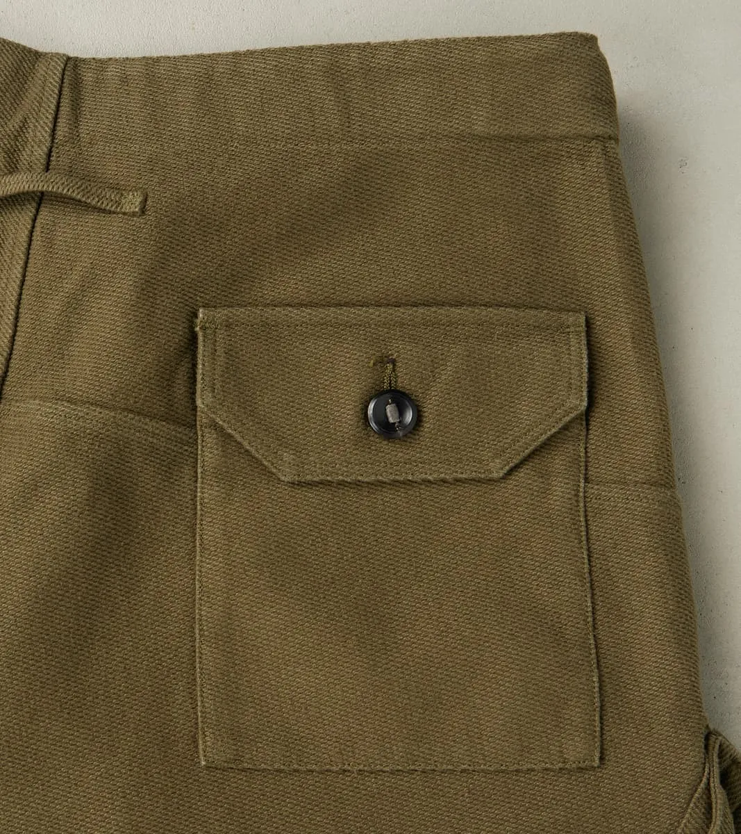 Swiss Army Cargo Trousers - B.Moss® Olive Reversed Bedford Cord sold by Division Road product image thumbnail 3