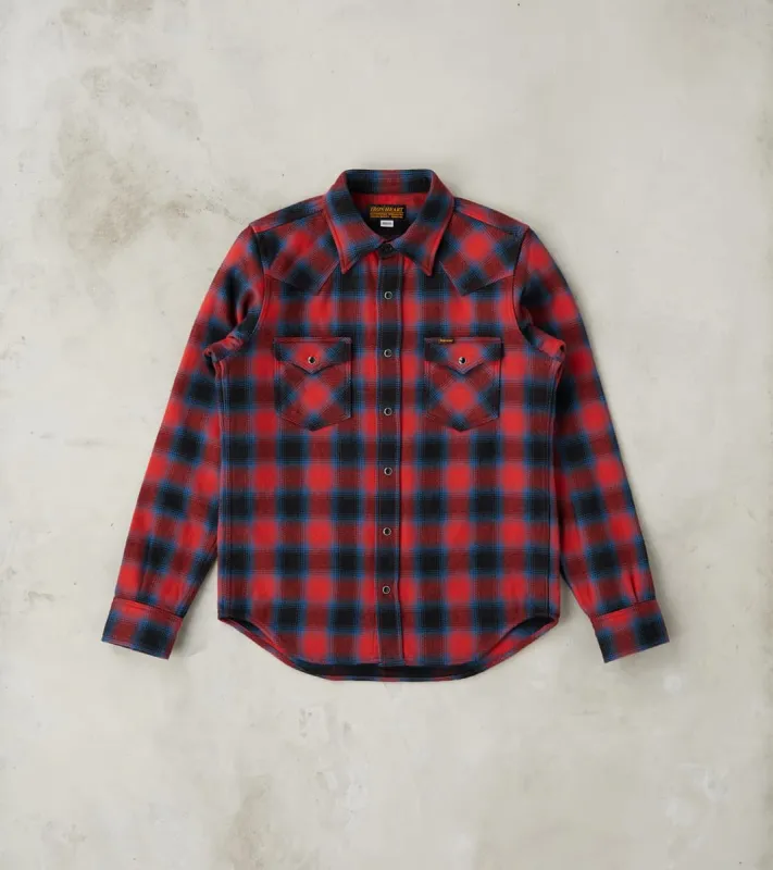 373-RED - Western- 12oz Ultra Heavy Flannel Ombre Check Red sold by Division Road
