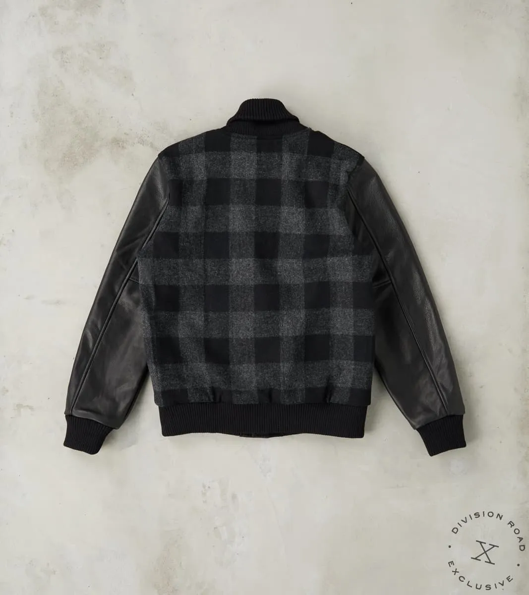 Varsity Jacket - Abraham Moon® Charcoal Rob Roy Plaid & Black Leather sold by Division Road product image thumbnail 2