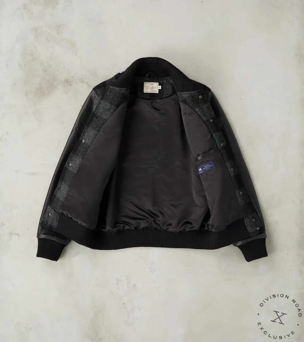 Varsity Jacket - Abraham Moon® Charcoal Rob Roy Plaid & Black Leather sold by Division Road product image thumbnail 3