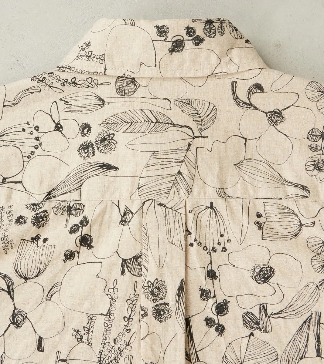 Baggy Fit Button Down Shirt - Flower Drawing Linen - Beige sold by Division Road product image thumbnail 4