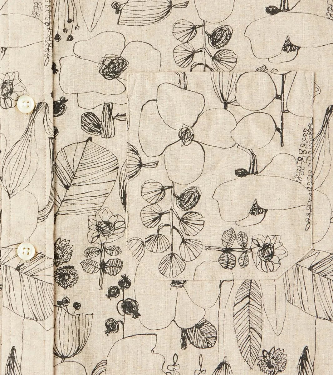 Baggy Fit Button Down Shirt - Flower Drawing Linen - Beige sold by Division Road product image thumbnail 5