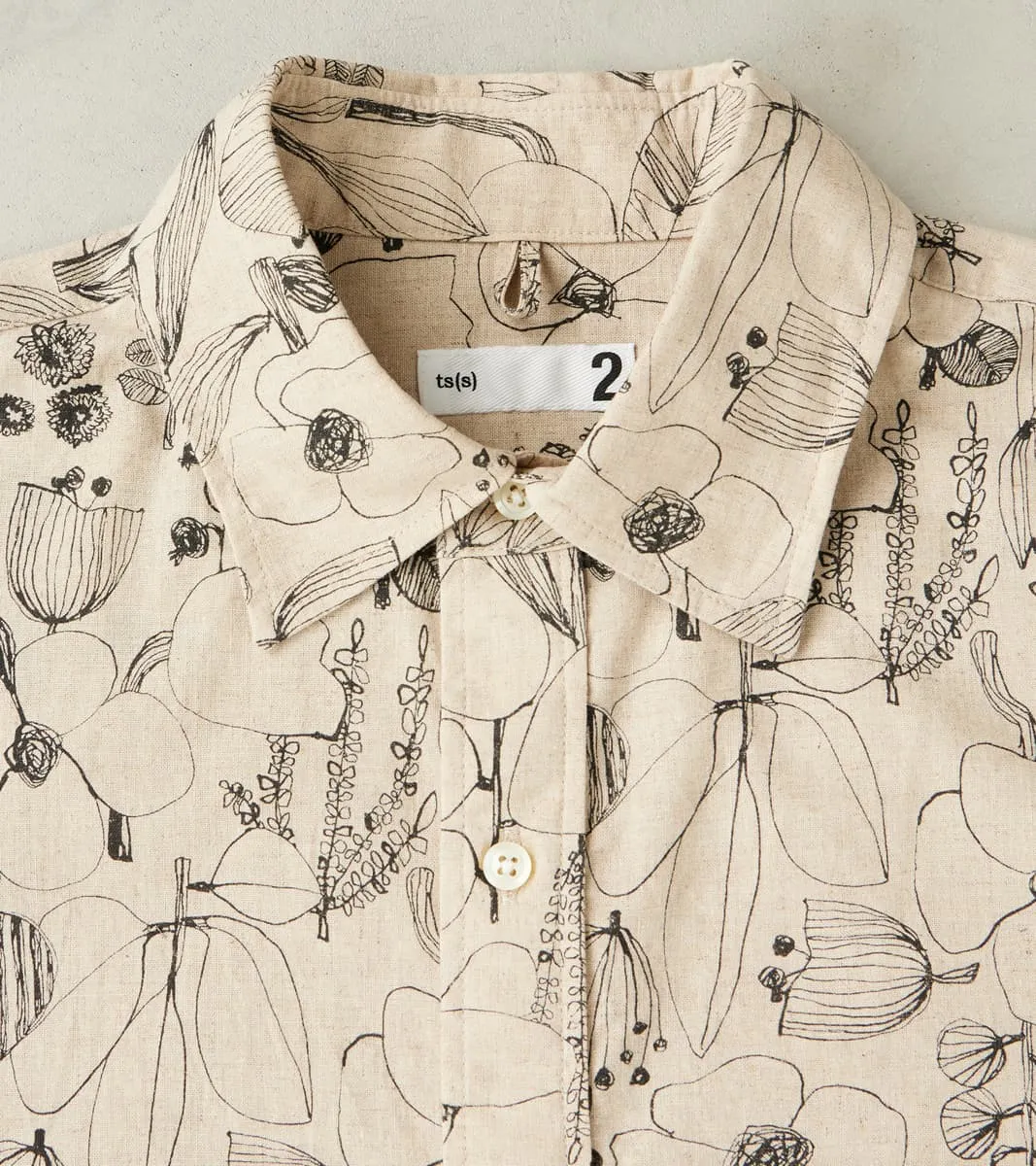 Baggy Fit Button Down Shirt - Flower Drawing Linen - Beige sold by Division Road product image thumbnail 3