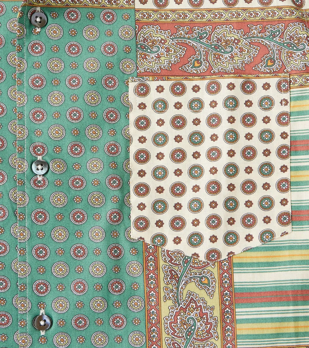 Provence Vintage Bed Sheet Camp Short Sleeve Shirt - Patchwork Print sold by Division Road product image thumbnail 5