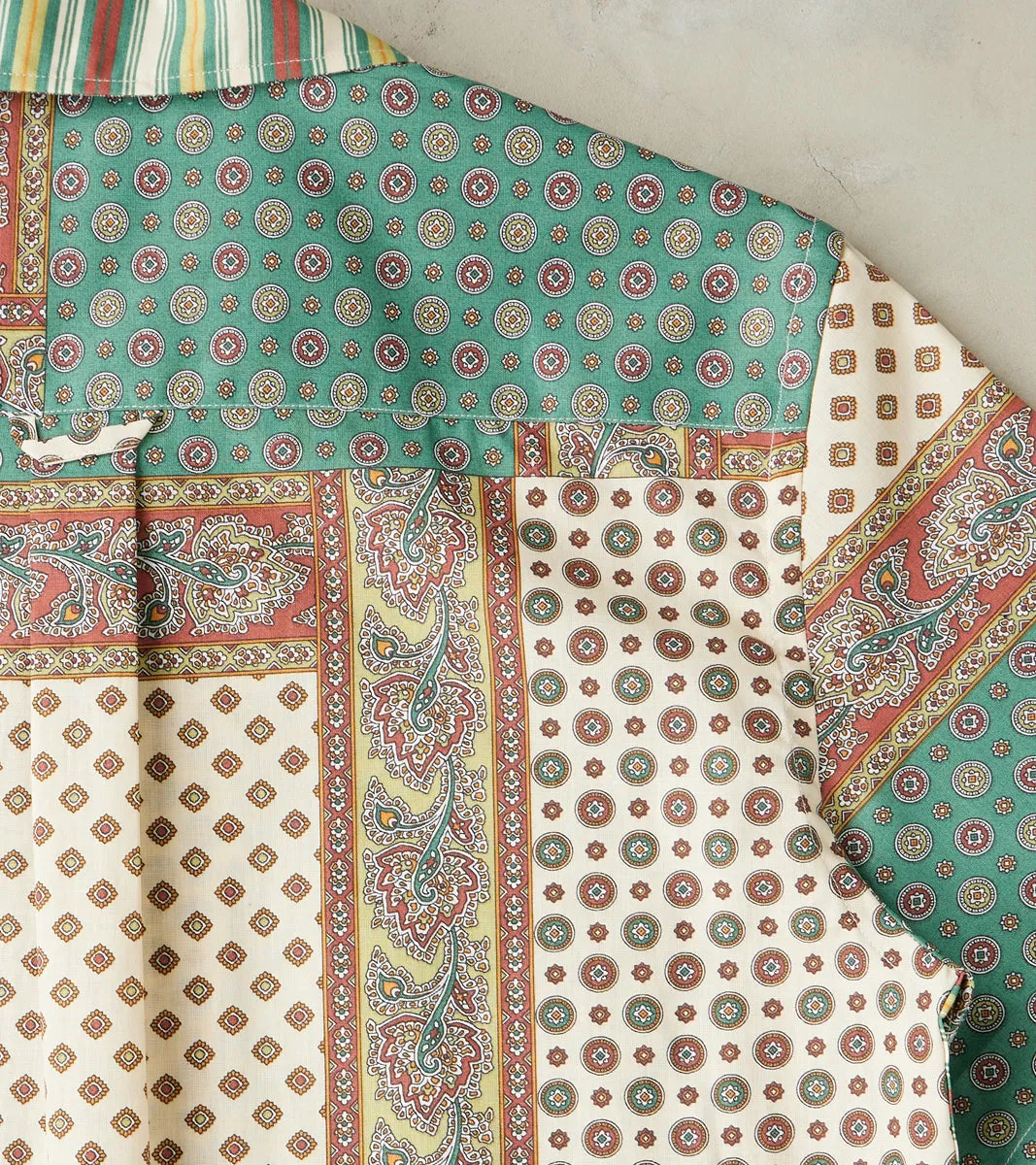 Provence Vintage Bed Sheet Camp Short Sleeve Shirt - Patchwork Print sold by Division Road product image thumbnail 4