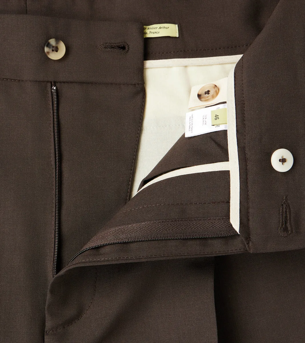 Super 130's Cold Wool Grandad Trouser - Bark Brown sold by Division Road product image thumbnail 5