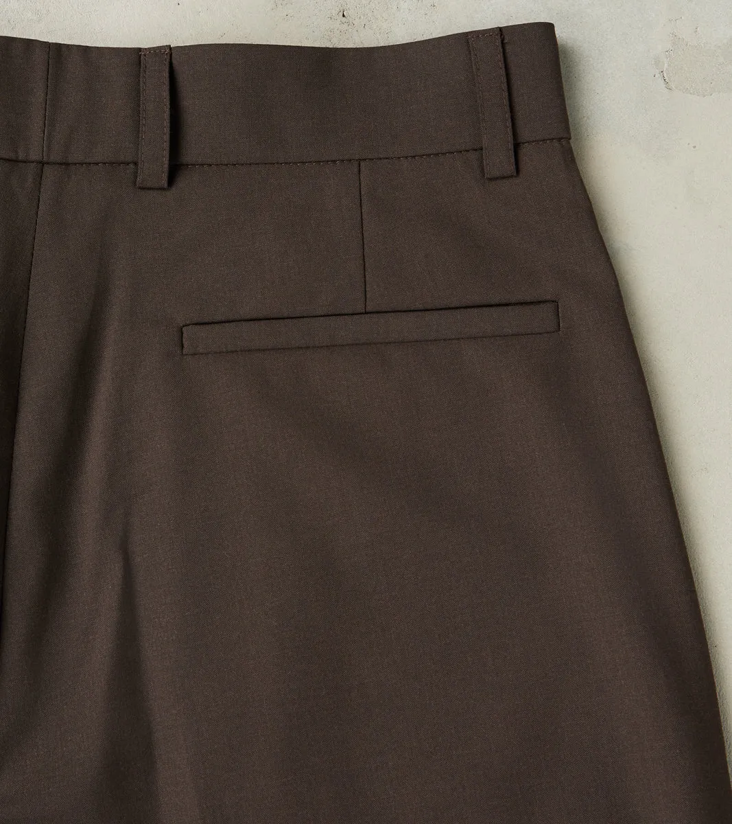 Super 130's Cold Wool Grandad Trouser - Bark Brown sold by Division Road product image thumbnail 3